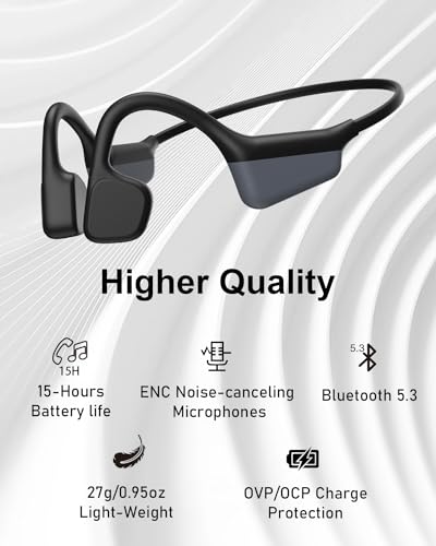 MALEROADS Bone Conduction Headphones, IPX6 Waterproof Open Ear Headphones 14H Playtime Bone Conduction Bluetooth 5.3 Wireless Earbuds Sport Headphones with Mic Sweatproof Headset for Running, Cycling