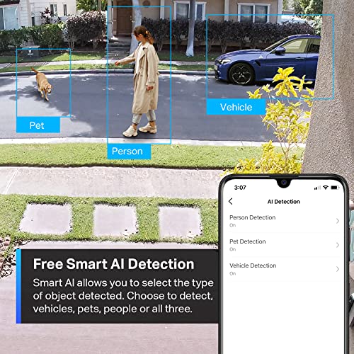 TP-Link ColorPro Wi-Fi Outdoor Camera | Plug-in | Daylight Clarity at Night | 2K QHD | Person/Pet/Vehicle Detection | Local/Cloud Storage | 127° FOV | Built-in Siren | Works w/Alexa & Google Home