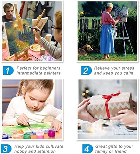 VeGuude Paint by Numbers for Adults and Kids Beginner, 4 Pack Painting by Number Kits On Canvas, Without Frame DIY Christmas Grinch Oil Painting Acrylic Paints, Home Wall Decor Gift 12x16inch