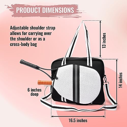 ONE FOUR ALL Pickleball Bag | Tennis Bag | Premium Pickleball Bags for Women | Luxury Tennis Bags for Women | XL Tennis Racket Bag | Neoprene Waterproof Tennis Racket Bag