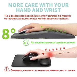 KUOSGM Large Ergonomic Mouse Pad Wrist Support, Carpal Tunnel Pain Relief Mousepad Wrist Rest, Wrist Pad for Mouse with Gel Memory Foam for Computer & Wireless Mouse(Grey, 13x8 inch)