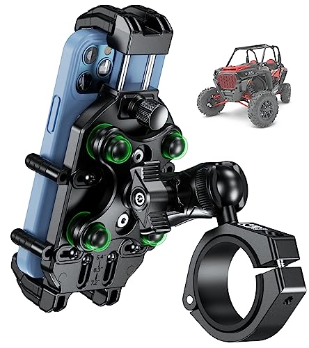 BRCOVAN UTV Phone Mount with Vibration Dampener & High-Speed Secure Lock, Anti-Theft UTV Roll Bar Cellphone Holder Fit Roll Cage Diameter 1.5'' 1.65'' 1.75'' 1.85'' 2'', for 5.4''-7.2'' Smartphones