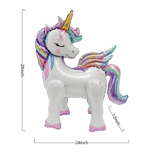 Self-Standing Unicorn Balloons for Birthday Decorations Rainbow Unicorn Party Supplies Unicorn Foil Balloon - 28 Inch, Pack of 2