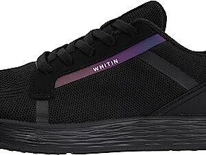 WHITIN Men's Wide Width Toe Box Road Running Shoes Zero Drop Size 9 Sports Knit Upper Breathable Zapatos para Male Rubber Cushioned Black 42