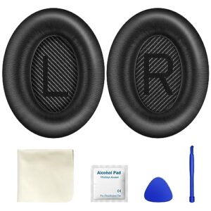 moloppo replacement earpads cushions for bose quietcomfort 35 (qc35) & quiet comfort 35 ii (qc35 ii) headphones, ear pads with softer leather, noise isolation foam, added thickness，black