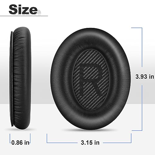 MOLOPPO Replacement Earpads Cushions for Bose QuietComfort 35 (QC35) & Quiet Comfort 35 II (QC35 ii) Headphones, Ear Pads with Softer Leather, Noise Isolation Foam, Added Thickness，Black