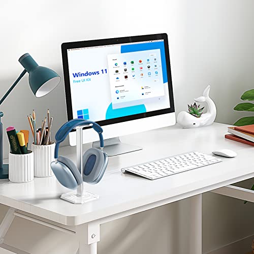 TuparGo Headphone Stand for Desk, Standing Computer Headset Holder,Aluminum Tube Connection and Easy to Assemble ,Suitable for All Over-Ear Headphone (White, Single)