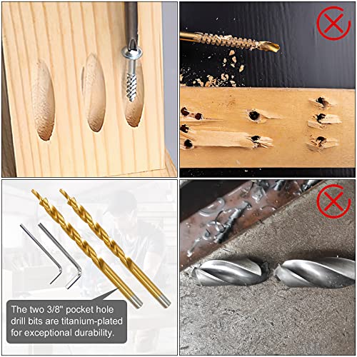 Pocket Hole Jig Kit, Stable Pocket Screw Jig, Precise 15° Pocket Hole Dowel Drill Guide Drill Jig for Angled Holes, Joint Angle Tool Carpentry Locator, Hole Screw Clamp System for Woodworking