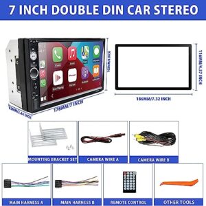 Gxegauy Double Din Car Stereo, 7 Inch Stereo with Bluetooth Compatible Apple Carplay and Android Auto, Audio Receivers HD Touchscreen,FM Radio, USB/TF/AUX Port