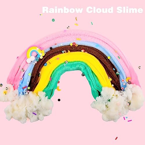 Cloud Slime Kit 5 Pack, with Ice Cream, Lemon, Rainbow, Panda, Mint Leaf Cute Charms, Soft and Mild, Stress Relief slimes Toy for Kids, Slime Party Favor for Girls and Boys