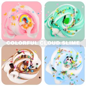 Cloud Slime Kit 5 Pack, with Ice Cream, Lemon, Rainbow, Panda, Mint Leaf Cute Charms, Soft and Mild, Stress Relief slimes Toy for Kids, Slime Party Favor for Girls and Boys