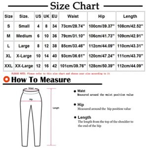 SMIDOW Pants for Women Womens Boho Floral Print Linen Pants Casual Loose Drawstring High Waist Cropped Capris Straight Leg Lounge Trousers