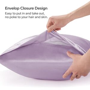 BEDELITE Satin Silk Pillowcase for Hair and Skin, Lavender Pillow Cases Standard Size Set of 4 Pack Super Soft Pillow Case with Envelope Closure (20x26 Inches)