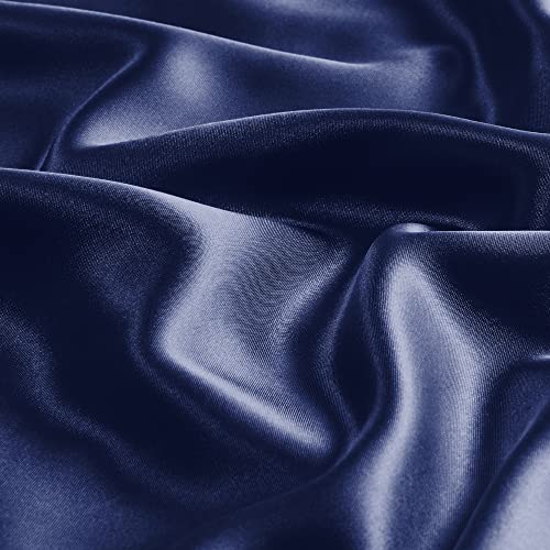 BEDELITE Satin Silk Pillowcase for Hair and Skin, Navy Pillow Cases Standard Size Set of 4 Pack Super Soft Pillow Case with Envelope Closure (20x26 Inches)