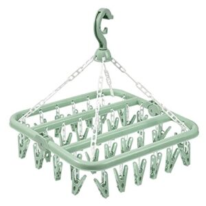 hautllaif plastic clothes drying hanger with 32 clips and drip foldable hanging rack (green)