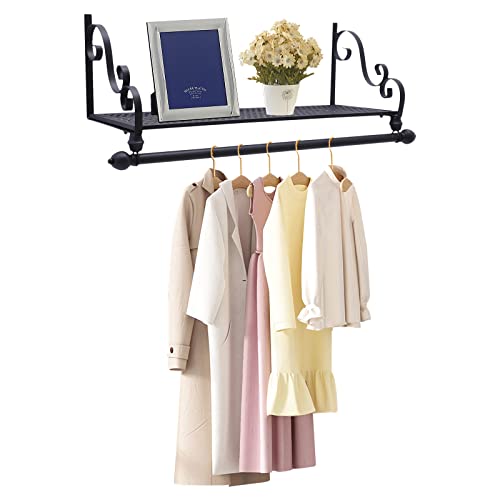 LGXSHOP Wall Mounted Metal Clothes Rack 31.5" with Hanging Bar Saves Space for Daily Organization and Display in The Laundry Room of The Entrance Bathroom