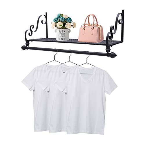 LGXSHOP Wall Mounted Metal Clothes Rack 31.5" with Hanging Bar Saves Space for Daily Organization and Display in The Laundry Room of The Entrance Bathroom