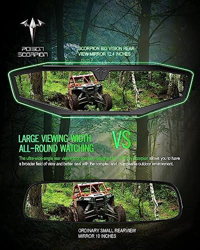 Maverick X3 Rear View Mirror, POISON SCORPION Aluminum UTV Rearview Center Mirror Adjustable Black 13356-12533 Compatible with Maverick X3 Turbo/R | X3 X | X3 MAX Turbo/R | X3 MAX X