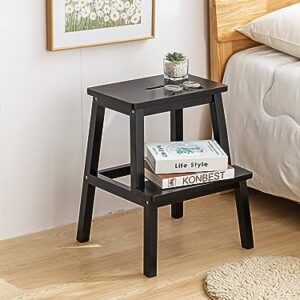 kailebao 20 inch Kitchen Step Stool Standing Tower for Kitchen Counter Solid Wood Step Office Solid Wood Step Stool for Adult Black