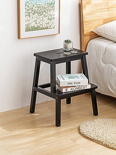 kailebao 20 inch Kitchen Step Stool Standing Tower for Kitchen Counter Solid Wood Step Office Solid Wood Step Stool for Adult Black