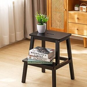 kailebao 20 inch Kitchen Step Stool Standing Tower for Kitchen Counter Solid Wood Step Office Solid Wood Step Stool for Adult Black