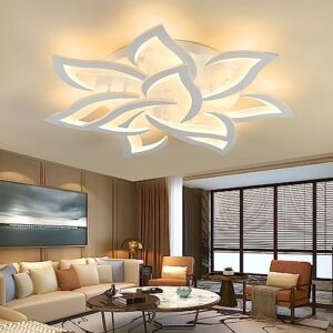 led ceiling light dimmable ,modern flower ceiling light with remote control, chandelier for ceiling large lamps, acrylic ceiling lighting fixtures for living room bedroom 10 heads/Ø85cm/33.5in