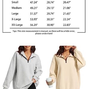 ATHMILE Womens Oversized Half Zip Pullover Long Sleeve Sweatshirt Quarter Zip Hoodie Sweater Teen Girls Fall Y2K Clothes Grey