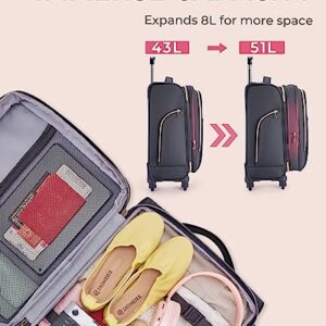 BAGSMART Carry On Luggage 20 Inch, Expandable Suitcase, 2 Piece Luggage Sets Luggage Airline Approved Rolling Softside Lightweight Suitcases with Front Pocket for Women Men, Carry-On Grey