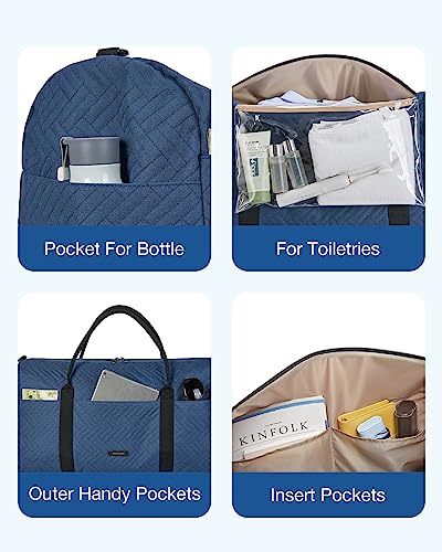 Travel Duffle Bag, BAGSMART 50L Large Carry On Bag Weekender Overnight Bag for Men Women with Cosmetic Bag & Shoes Compartment, Navy Blue