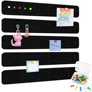 5pcs felt pin board bar strips, coidea bulletin board strips with 35 pushpins for office school home wall decor, self-adhesive felt cork board strips for paste notes, schedules, photos