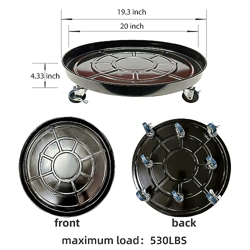 Choclaif Plant Caddy with Wheels, 1 Pack Black Heavy Duty Plant Stand with Universal Wheels, Round Pot Trolley for Indoor Outdoor (20)