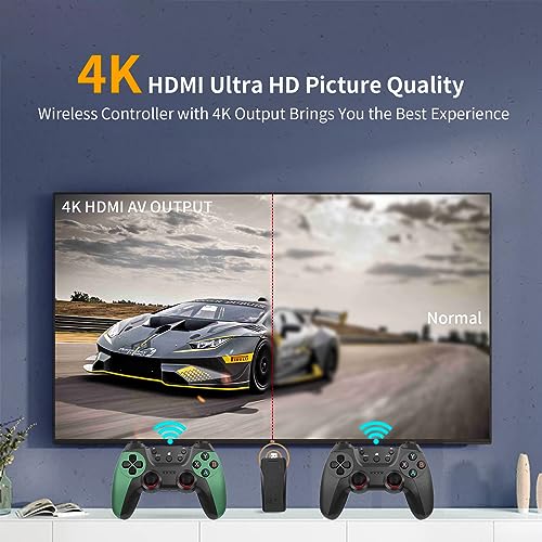 Wireless Retro Game Console, Plug & Play Video TV Game Stick with 20000+ Games Built-in, 9 Emulators, 4K HDMI Nostalgia Stick Game for TV, Dual 2.4G Wireless Controllers, 64G