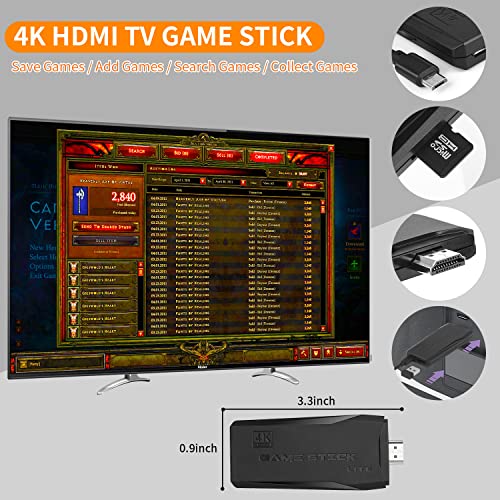 Wireless Retro Game Console, Plug & Play Video TV Game Stick with 20000+ Games Built-in, 9 Emulators, 4K HDMI Nostalgia Stick Game for TV, Dual 2.4G Wireless Controllers, 64G