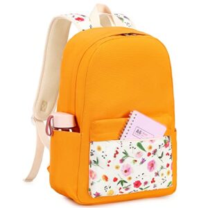 CAMTOP School Backpacks for Teen Girls Lightweight Elementary Middle School Backpack 3 In 1 Bookbags Set(Yellow-Flower)