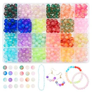 jojaneas 600pcs 8mm glass beads for jewelry making, 24 colors gradient gemstone beads crystal beads bracelet making kit diy round beads assorted cute beads for bracelets necklace adults beginners