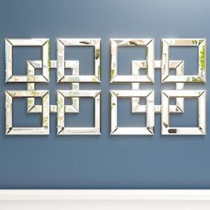 neuweaby 2 pack silver mirrored wall decor 16" x16” decorative mirror diy wall-mounted mirrors modern square gorgeous accent mirror glam decor mirror vintage decor chic mirror for room home decor