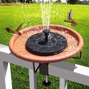 solar bird bath fountains, bird bath bowl with solar fountain pump, solar powered water fountain combo set with 5 water spray types for outdoor garden yard patio lawn