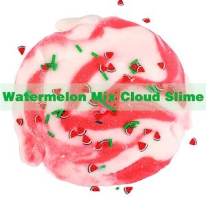 Cloud Slime for Girls Boys,with Red Watermelon Slime Charms,Super Soft and Non Sticky Slime,Scented Slime Party Favors,Stress Relief Toy for Kids Education,Birthday Gift(8 OZ 200ML)