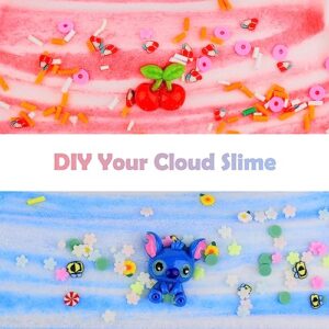 2 Pack Cloud Slime Kit with Blue and Cherry Charms, Scented DIY Slime Supplies for Girls and Boys, Party Favors Stress Relief Slime Toys for Kids Education Birthday Gift.