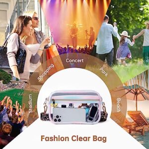 Clear Crossbody Bag stadium approved,Clear Bag for Women men Transparent bag for Concerts Sports for Concerts Sports（Gradual1++Leopard Print Shoulder Strap）