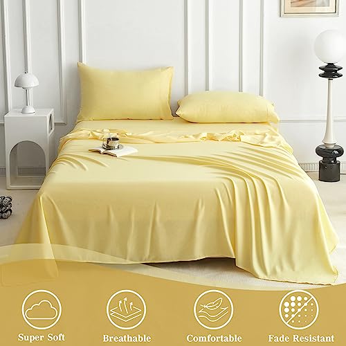 Lightweight Breathable King Sheet Set - Luxury Hotel Bed Sheets for King Size Bed, 15 Inch Extra Deep Pocket Cooling Microfiber Sheets, Soft Silky Wrinkle Free Oeko-Tex Sheets 4 Piece