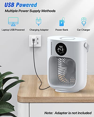 Portable Air Conditioners Fan, Skarif 900ml Evaporative Mini Air Conditioner with 7 Colors Light,3 Speeds Personal Air Conditioner,Personal Air Cooler with Humidifier for Room Bedroom Office (White)