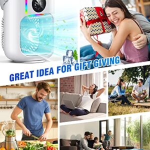 Portable Air Conditioners Fan, Skarif 900ml Evaporative Mini Air Conditioner with 7 Colors Light,3 Speeds Personal Air Conditioner,Personal Air Cooler with Humidifier for Room Bedroom Office (White)