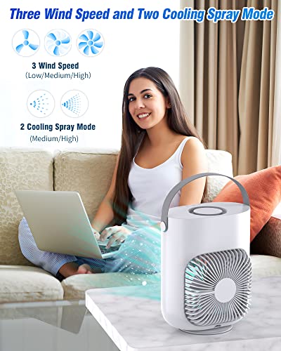 Portable Air Conditioners Fan, Skarif 900ml Evaporative Mini Air Conditioner with 7 Colors Light,3 Speeds Personal Air Conditioner,Personal Air Cooler with Humidifier for Room Bedroom Office (White)