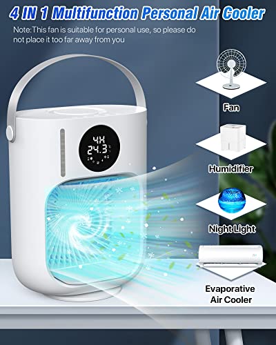 Portable Air Conditioners Fan, Skarif 900ml Evaporative Mini Air Conditioner with 7 Colors Light,3 Speeds Personal Air Conditioner,Personal Air Cooler with Humidifier for Room Bedroom Office (White)