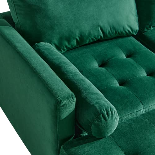 wirrytor Modular Sectional Sofa, Velvet U Shaped Couch, Modular Sectional with Reversible Ottomans for Living Room, Green