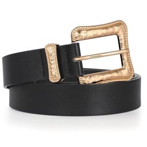 JASGOOD Plus Size Women's Leather Belt for Jeans Pants, Fashion Ladies Waist Belt with Gold Buckle