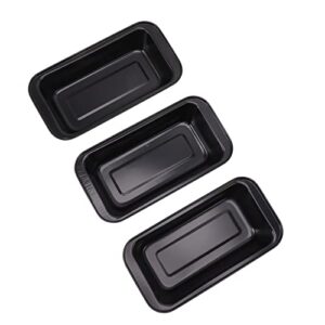 rectangular baking box, reusable and durable fast heat conduction 3pcs black baking bread pan easy for home kitchen