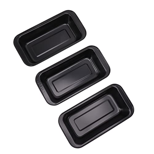 Rectangular Baking Box, Reusable and Durable Fast Heat Conduction 3PCS Black Baking Bread Pan Easy for Home Kitchen