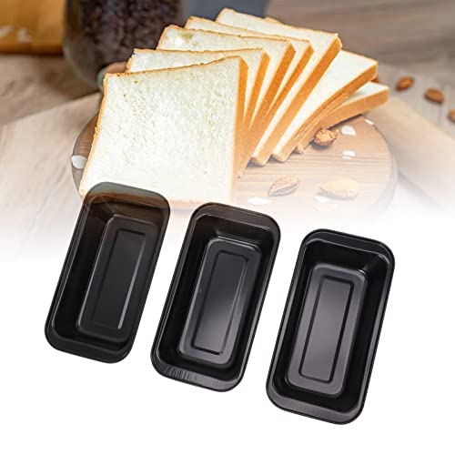 Rectangular Baking Box, Reusable and Durable Fast Heat Conduction 3PCS Black Baking Bread Pan Easy for Home Kitchen